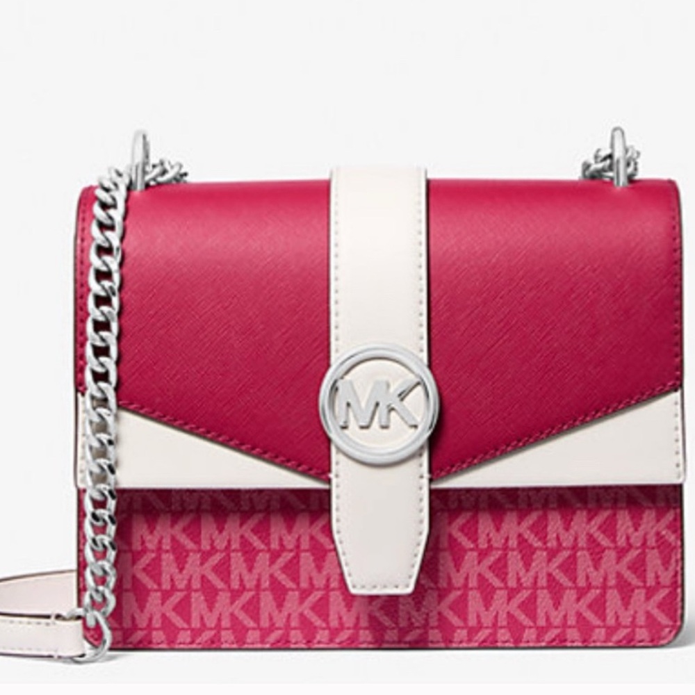 NWT Michael Kors Pink and White Crossbody Bag